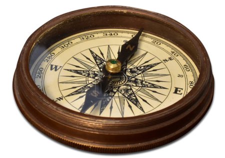 Photo for Vintage german compass isolated pointing north old - Royalty Free Image