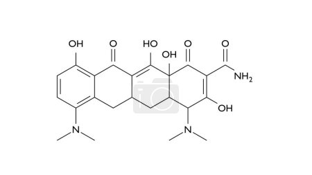 Téléchargez les photos : Molécule de minocycline, formule chimique structurelle, modèle boule-et-bâton, antibiotique tétracycline image isolée - en image libre de droit