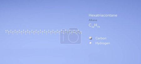 Photo for Hexatriacontane molecule, molecular structures, alkane, 3d model, Structural Chemical Formula and Atoms with Color Coding - Royalty Free Image