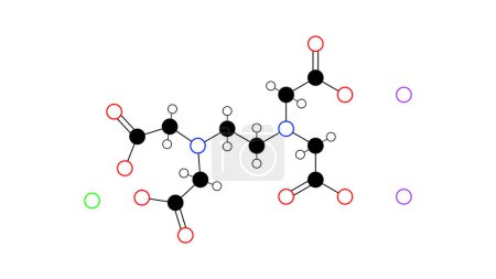 Natriumkalziumedetat-Molekül, strukturchemische Formel, Ball-und-Stick-Modell, isoliertes Bild e385 Antioxidans