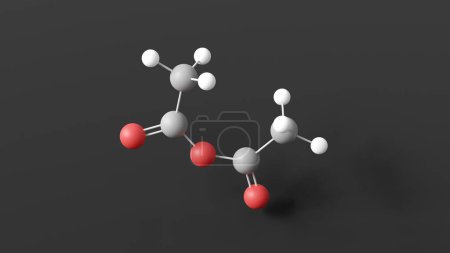 Téléchargez les photos : Structure moléculaire de l'anhydride acétique, anhydride éthanoïque, modèle 3D boule et bâton, formule chimique structurelle avec des atomes colorés - en image libre de droit