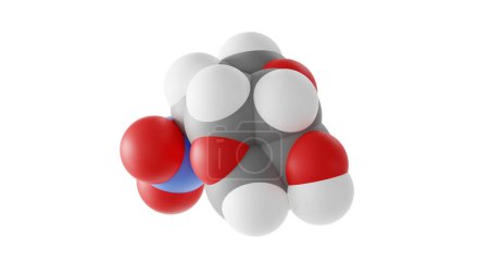 isosorbide mononitrate molécule, nitrates et nitrites, structure moléculaire, modèle 3D isolé van der Waals
