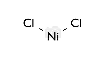 nickel (ii) molécule de chlorure, formule chimique structurale, modèle bille-bâton, halogénures métalliques isolés
