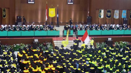 Photo for Depok, Indonesia - March 1, 2024: Bachelor and diploma graduation at the University of Indonesia Hall. - Royalty Free Image