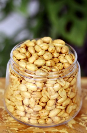 Fried peanuts in a jar.