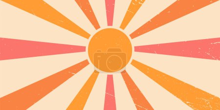 Téléchargez les photos : Groovy affiche rétro sunburst des années 70. Fond vintage sunburst. Style esthétique psychédélique. - en image libre de droit