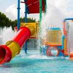 Entertaining children's playground in the pool of the water park