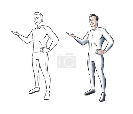 Photo for Man of the future in tight suit.  Man saying hello. - Royalty Free Image