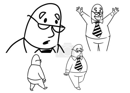 Photo for Bald cartoon man with glasses. Hr manager and human resources. - Royalty Free Image