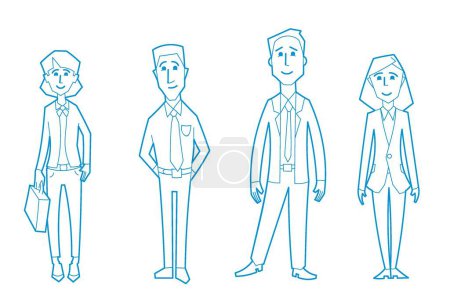 Photo for Young business people stand to their full height. Boys and girls dressed in office clothes. - Royalty Free Image