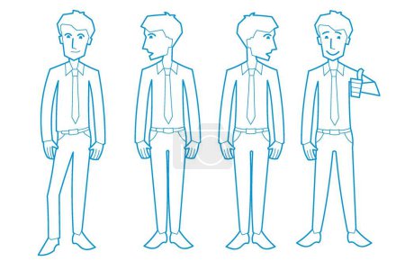 Photo for Young guy administrator in full growth. The guy stands frontally in different poses. The teenager is wearing a shirt and tie. - Royalty Free Image