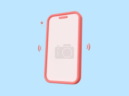 Photo for Smartphone mockup 3d cartoon icon isolated on blue background, 3d illustration. - Royalty Free Image