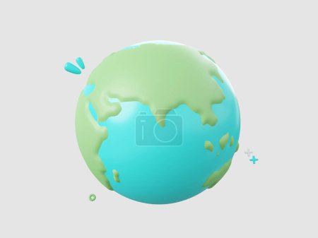 3D Cartoon Design Illustration der Globe-Ikone isoliert.