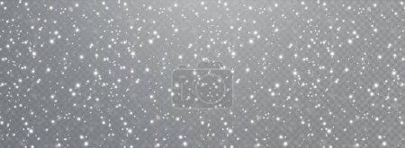 Illustration for Christmas background. Powder . Magic bokeh shines with white dust. Small realistic glare on a transparent background. Design element for cards, invitations, backgrounds, screensavers. - Royalty Free Image