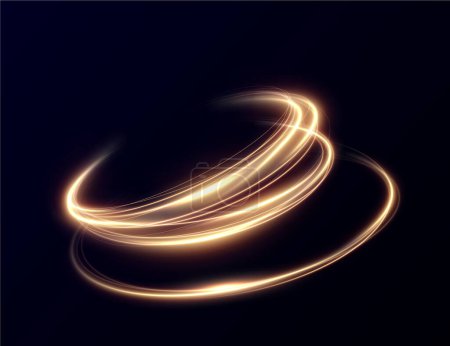 Illustration for Light golden Twirl. Curve light effect of golden line. Luminous golden circle. Element for your design, advertising, postcards, invitations, screensavers, websites, games. Vector illustration - Royalty Free Image