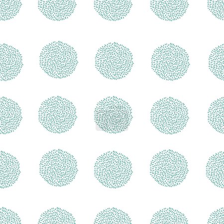 Illustration for Vector seamless pattern pompom in rows in pastel blue on white background. Party or Birthday baby repeating pattern. Pon pon pom. Babz shower boy. - Royalty Free Image