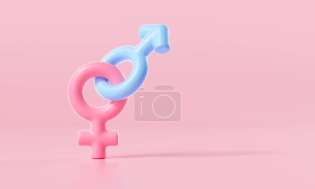 Téléchargez les photos : Male and female symbol icon on pink background. 3d render illustration - en image libre de droit