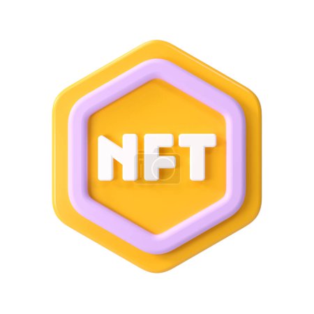 Téléchargez les photos : NFT non-fungible token, 3d nft icon symbol. 3d render illustration - en image libre de droit