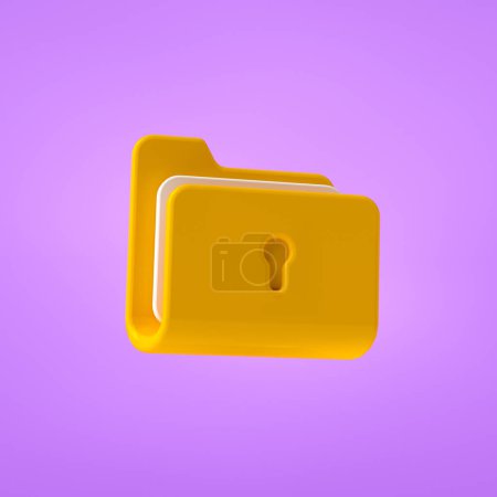 Photo for 3d Folder icon. Cartoon style minimal folder with files backup and file management concept. 3d render illustration - Royalty Free Image