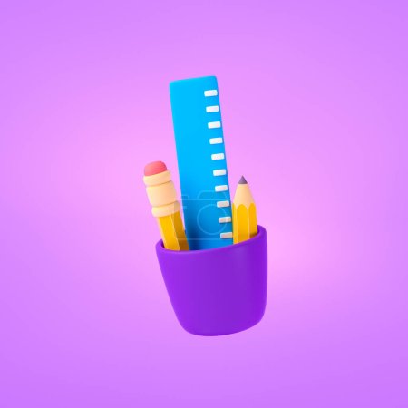 Photo for Book and pencil icon, online learning, school study, learning subject and e-learning, education concept. 3d render illustration - Royalty Free Image