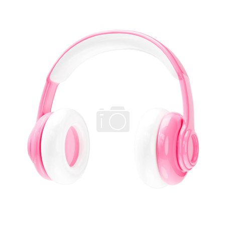 Foto de Auriculares de color rosa 3d sobre fondo blanco aislado. ilustración de renderizado 3d - Imagen libre de derechos