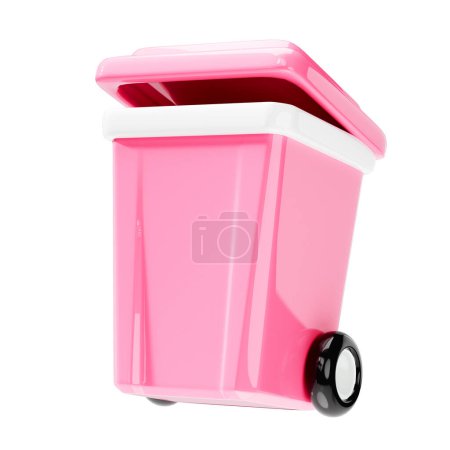 Foto de Contenedor de basura de plástico icono 3d sobre fondo blanco aislado. ilustración de renderizado 3d - Imagen libre de derechos