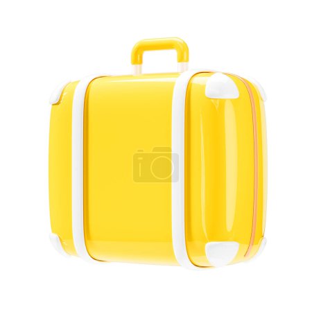 Foto de Maleta amarilla, icono de equipaje 3d sobre fondo blanco aislado. ilustración de renderizado 3d - Imagen libre de derechos