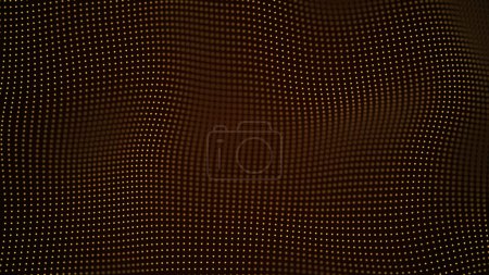 Liquid gold gold background consisting of dots. Plastic abstract texture of golden color. Golden rich luxury shapeless, chaotically moving yellow metal digital chain mail brown background, dark.