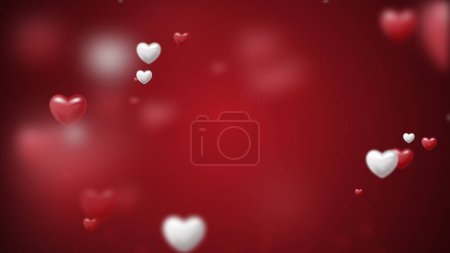 Weißes und rotes dreidimensionales Herz auf einem teuren roten Hintergrund in der Mitte. Ein Wirbelwind der Herzen bis zum Valentinstag. Die Hochzeit ist reich an tiefen Mustern bewegender Herzen. Verliebte, romantische Liebe, Liebe Bildschirmschoner. 8k, Tapete, 4k, Bildschirmschoner,