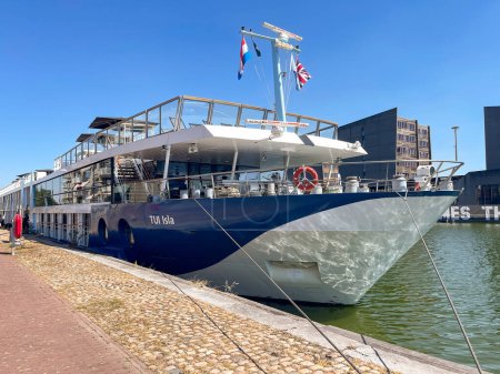 Photo for Middleburg, Netherlands - August 2022: Front of the river cruise ship Isla, which is operated by TUI - Royalty Free Image