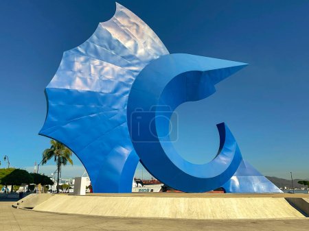 Photo for Manzallio, Mexivo - 16 January 2024: Sailfish statue on the waterfront of Manzanillo - Royalty Free Image