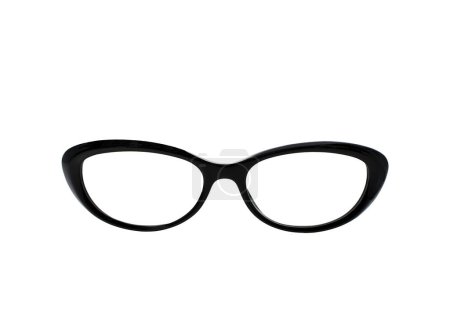 Photo for Pair of glasses with a black frame isolated on a plain white background. Fron view. Copy space. - Royalty Free Image