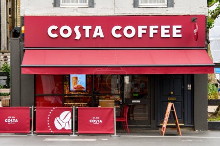 Photo for London, England, UK - 28 June 2023: Front view of a branch of the Costa chain of coffee shops in central London - Royalty Free Image