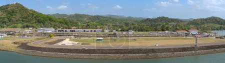 Photo for Panama Canal, Panama - 23 January 2024: Panoramic view of the old Pedro Miguel and Miraflores Locks on the pacific side of the Panama Canal near Panama City. - Royalty Free Image