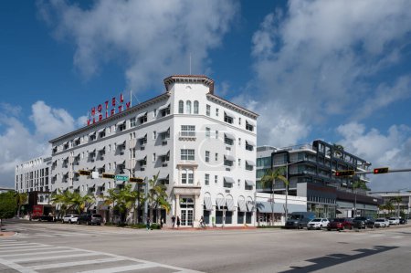 Miami Beach, Florida - April 1, 2023 - Hotel Variety on Alton Road in Miami Beach, Florida on sunny April morning.