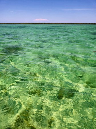 Clear waters of Biscayne National Park, Florida on clear sunny summer afternoon.