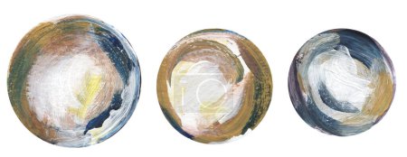 Ensemble d'illustration de boules peintes à la main acrylique, cliparts d'objets géométriques ronds graphiques, cliparts de perles