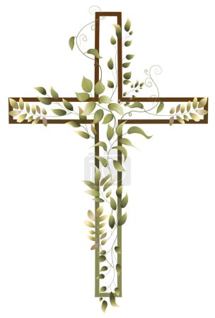 Graphic Easter Cross Clipart, Spring Floral Arrangements, Baptême Croix DIY Invitation, Eucalyptus Verdure et fleurs mariage clipart, feuillage, Saint-Esprit, Religieux