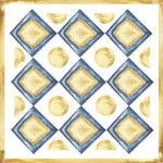 Portuguese azulejo tiles. Watercolor pattern in yellow and blue colors