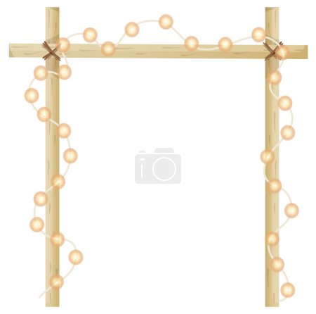 Vector Wedding ceremony frame with lights illustration, gate for wedding decoration