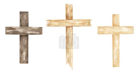 Cross Clipart, Watercolor Christian brawn and light wooden cross set, Baptism Cross clip art, Wedding invites, Holy Spirit, Religious illustration 