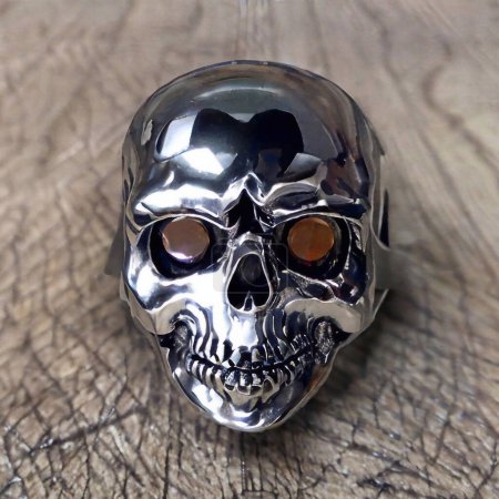 Foto de Metal ring human skull the head - Imagen libre de derechos