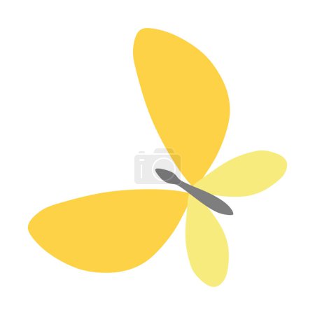Summer Butterfly Flat Icon. Vector Yellow Flying Insect in Cartoon style Isolated on White background. Element for Web, Game, Advertising, Card, Spring Invitation. Animal Design object, Graphic Art.