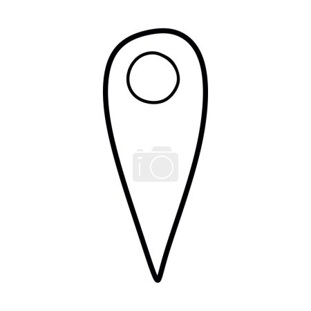 Location icon Vector Illustration logo Template. Vereinzelt auf weißem Hintergrund. Gekritzeltes GPS-Pin-Symbol, Schlagwort, Zielpunkt. Handgezeichnete Umrisse Cliparts, Grafikobjekt für Karte, Cursor, Webdesign.