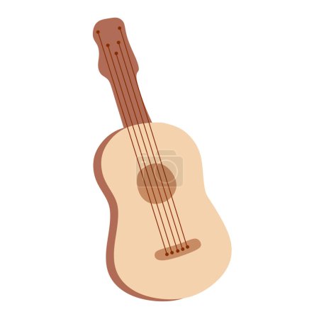 Classical acoustic guitar or Ukulele. Isolated silhouette classic Musical string instrument Graphic Art. Vector illustration flat style For business, Logo, Card, Poster. Music concept Design Object