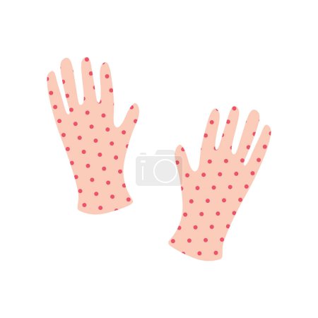 Garden gloves icon. Cartoon Vector Illustration of Dotted Rubber Gloves, Flat Design Art for web design. Polka Dot Gum Protective Equipment for Hands for Gardener. Hand drawn Graphic Art