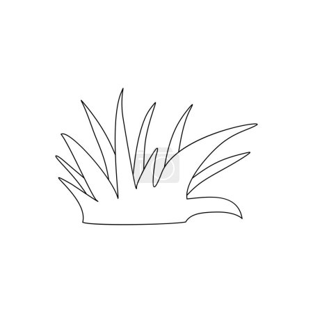Patch of Grass Line art Vector icon for Nature App and Website (en inglés). Esquema vectorial Ilustración en blanco y negro Aislado sobre fondo. Concepto de planta, silueta botánica de jardín, arte gráfico dibujado a mano.