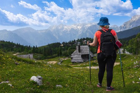 Woman Hiking in Mountains, Velika Planina, Slovenia