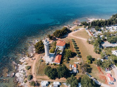 Lighthouse in Savudrija, Aerial View Coast of Istra, Croatia