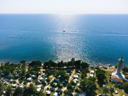 Lighthouse in Savudrija and Camping by the Sea, Aerial View, Croatia